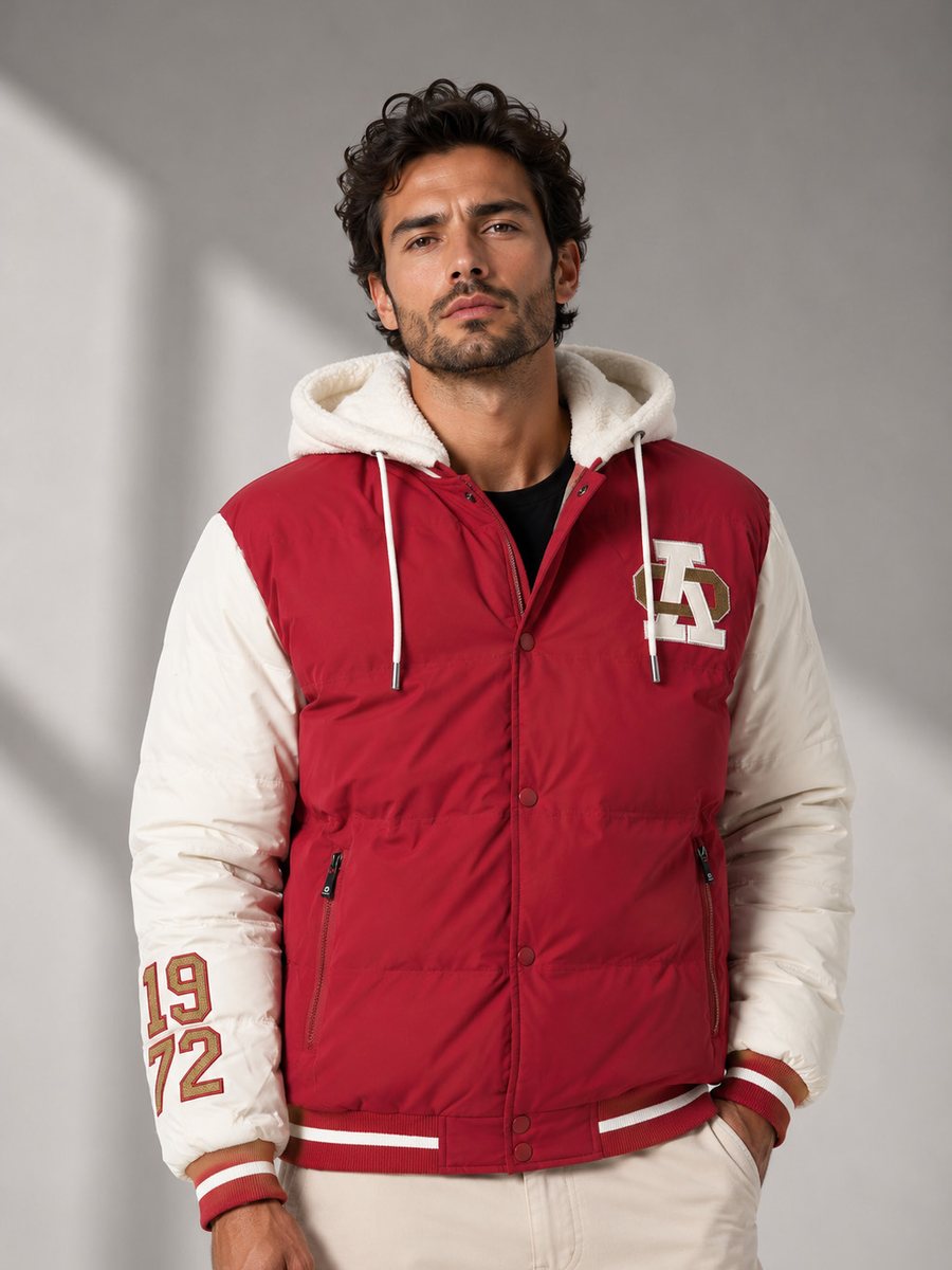 Casaca varsity bicolor